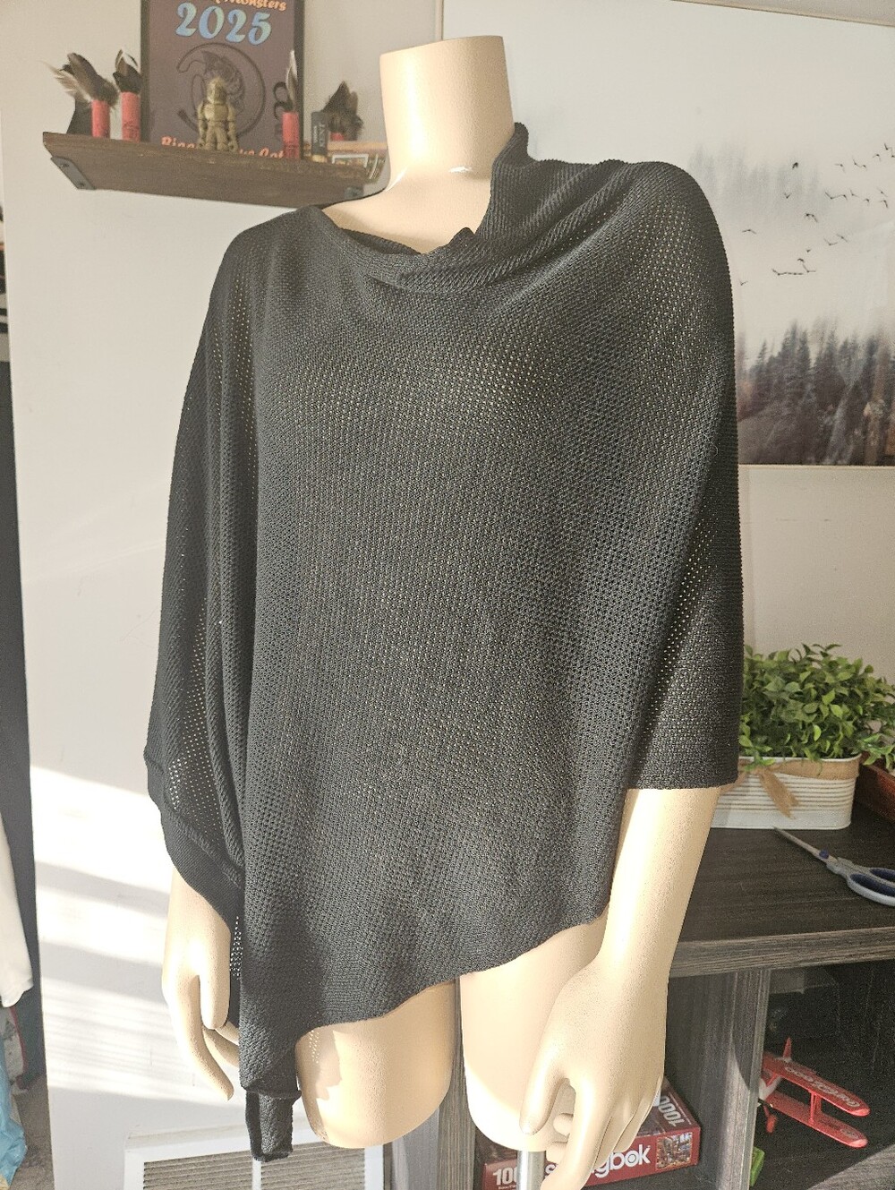 Cocoon By Amma Black Lightweight Knit Women's Poncho Breast Feeding Cover OS